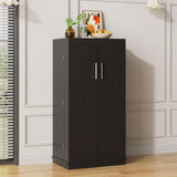 Meilocar 47in Kitchen Pantry Cabinet, Wood Kitchen Storage Pantry Cabinets Freestanding Pantry Cabinet with Doors & Adjustable Shelves, Pantry Cabinet for Kitchen, Living Room, Black Meilocar