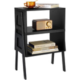 Pipishell Bedside Tables, Stackable Bamboo Nightstands, Bamboo Side Tables for Bedroom & Living Room, End Table Night Stands, Set of 2, Black,PIET01B Pipishell