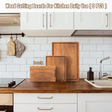 Acacia Wood Cutting Boards Set of 3 for Kitchen, Large Wooden Cutting Board with Juice Groove, Charcuterie Board, Chopping Board for Meat, Cheese, Fruits(17x12, 12x10, 12x7 inch) Misawce