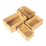 ANMINY Set of 4 Nesting Wooden Crates for Storage, Bamboo Wood Storage Containers Bins, Handmade Natural Large Wooden Storage Boxes Baskets with Handles for Organizing Shelf Closet Cabinet ANMINY