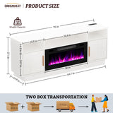 BREEZEHEAT Electric Fireplace TV Stand-Led Entertainment Center-70 inch TV Stand with 36" Electric Fireplace-Living Room Tv Cabinet with Storage for TVs Up to 80"，Modern Media Console (White) BREEZEHEAT