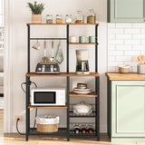 HOOBRO Multifunctional 6-Tier Bakers Rack with Power Outlets and Hooks for Kitchen and Living Room HOOBRO