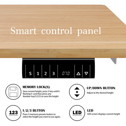 Meilocar Height Adjustable Electric Standing Desk, Sit Stand Computer Desk w/Memory Controller, Home Office Workstation Stand up Desk with Splice Board, 48" x 24" Tabletop (Walnut Top + White - WoodArtSupply