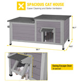 Aivituvin Cat House Outdoor Feral Cat Shelter Weatherproof Cat Condo for Winter Double Rooms Kitty Cage Aivituvin