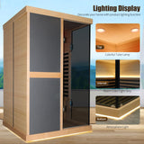 SAUNA Infrared Sauna 2 Person 1980W Low-EMF Wooden Home Spa Room Canadian Hemlock Wood Indoor Dry Saunas LCD Control Panel, APP Control 15 Minutes Pre-Warm up, Time and Temp Pre-Set, 10-Year Aftersale HOSAUNA