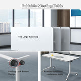 Ptosziav Conference Room Table Set of 4, Folding Conference Table Flip Top Mobile Training Table, Office Foldable Meeting Table Seminar Table Conference Room Tables with Wheels (140x60x75cm) Ptosziav