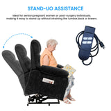 PUREMIND Power Lift Recliner Chair for Elderly, Dual Motor Electric Reclining Chairs with Massage and Heat - Velvet Fabric, Strong Support, Black PUREMIND