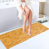 Fovlaurs Bambo Bath Mat Bathroom Runner Long Large Rugs Floor Wood Shower Bathtub Waterproof Non Slip Accessories 16x48 Inch Easy to Clean, Natural, 1 pc Fovlaurs