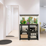 20 Gallon Fish Tank Stand, Metal Aquarium Rack for Fish Tank, Reptile Tank Stand with Cabinet, Length and Height Adjustable, Bookshelf & Storage Shelves with Pegboards for Home Office (2 tier/22.4in) GFFQLXHT