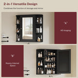 TEENFON Medicine Cabinet Mirror with Door & Adjustable Shelves, Bathroom Medicine Cabinet with Mirror, Medicine Cabinets for Bathroom, Black TEENFON