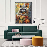 Zariocy 5D Diamond Art Kits for Adults Raccoon, DIY Diamond Painting Art Autumn Round Full Drill Crystal Diamond Embroidery Paintings Arts Craft for Home Office Wall Decor 12x16 inch Zariocy