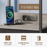 Seventable Nightstand with Charging Station and LED Light, Set of 2 Side Table with 3 Fabric Drawers, Bedside End Table with USB Ports and Outlets, Night Stand for Bedroom, Greige Seventable