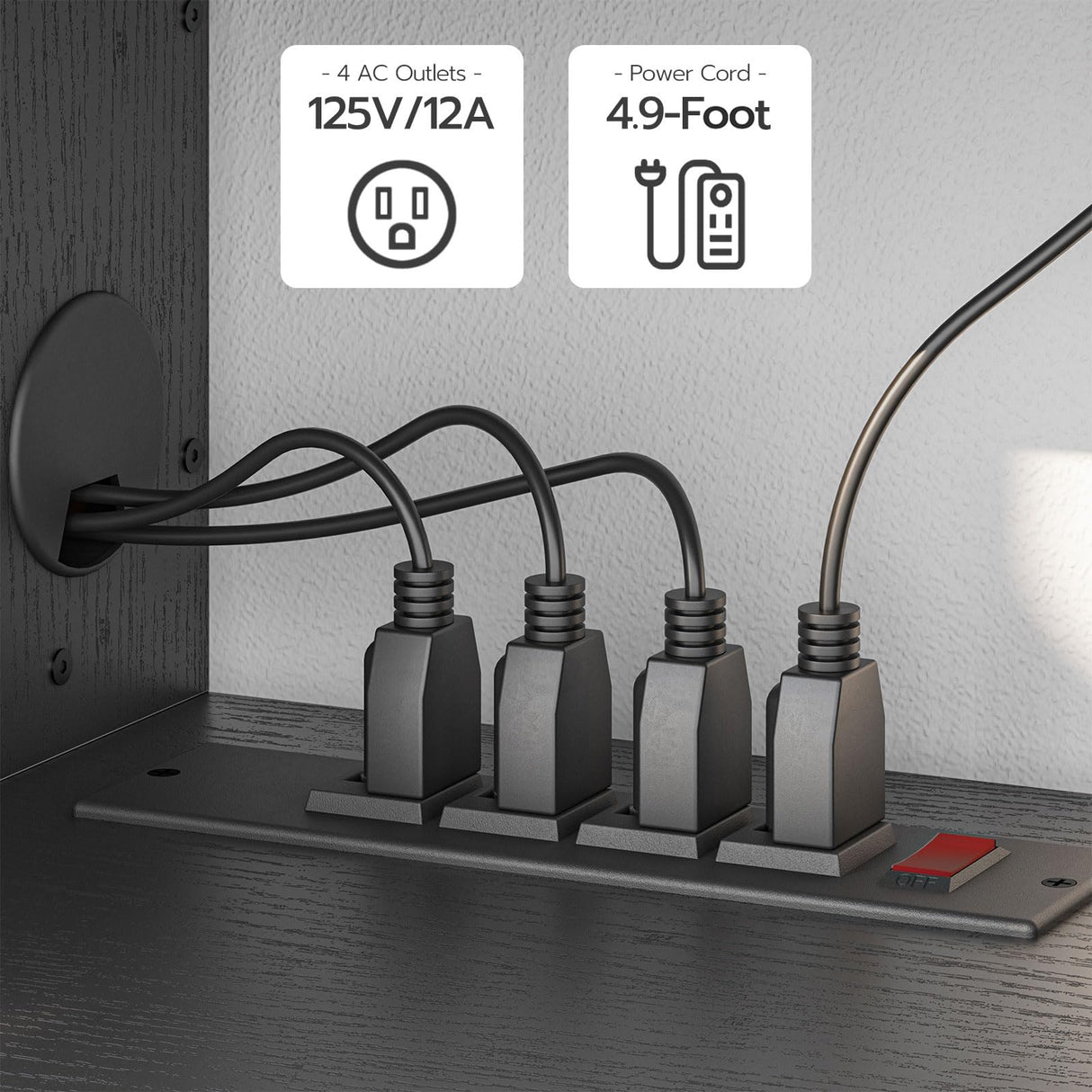 HOOBRO Floating TV Stand with Power Outlets 55", Modern Wall Mounted Media Console Shelf with Doors, Entertainment Center for Under TV Storage, for Living Room, Bedroom, Black BK11UDS01 HOOBRO