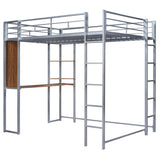 Merax Silver Full Loft Bed with Built-in Desk and Shelves for Efficient Space Utilisation Merax