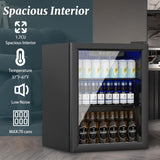 DOGHLY 1.7 Cu.ft Beverage Refrigerator Cooler, 72 Can Mini Fridge with Glass Door, and Temperature controllable switch for Soda, Beer or Wine For Office or Bar with Adjustable Removable Shelves DOGHLY