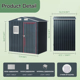 MistMo 6X4X6.5 FT Compact Vertical Outdoor Steel Storage Shed with Lockable Doors, Ideal for Garden, Backyard, and Patio Utility and Small Tool Storage,Bike Shed, Garbage Can, Chicken Coop Mistmo