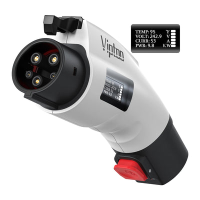 VIPTOO for Tesla to J1772 Adapter with Screen Display [Only to J1772], 60Amp 250V Converter with Press-Lock, Compatible with Tesla Charger&High-Power Connectors, Destination/Mobile Chargers