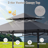 Tangkula 8x5 Ft Grill Gazebo, 2-Tier Barbecue Gazebo with 2 Shelves, 20 Hanging Hooks, Bottle Opener & Storage Basket, Outdoor Grill Canopy for Backyard Garden Poolside (Grey) Tangkula