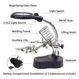 mlogiroa Helping Hands Soldering Station, 3.5X 12X Magnifying Glass LED Lighted Magnifier with Auxiliary Clips Alligator Clamp Repair Tools Kit for Soldering, Assembly, Miniatures mlogiroa