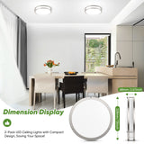 36W LED Ceiling Lights for Bedroom Kitchen, 3600lm Super Bright, Dimmable Flush Mount Light Fixtures 6500K/5000K/4000K/3000K/2700K Adjusted Modern Lamps 2PACK, 13 Inch, Nickle TOBUSA