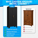 erosoei Metal Pantry Storage Cabinet, Kitchen Storage Cabinets with Adjustable Feet and Shelves, Pantry Cabinet for Kitchen, Living Room, Laundry Room and Dinning Room erosoei