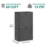 YITAHOME 60 cu ft Tall Outdoor Storage Shed w/o Shelf, Resin Vertical Outdoor Storage Shed, Large Waterproof Storage Cabinet for Garage, Poolside, and Garden (Dark Gray + Black) YITAHOME