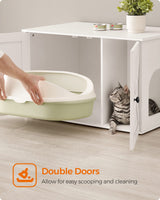 Feandrea Cat Litter Box Enclosure, Litter Box Furniture Hidden with Removable Divider, Indoor Cat House, End Table, 31.5 x 20.9 x 19.7 Inches, White UPCL002W01 Feandrea