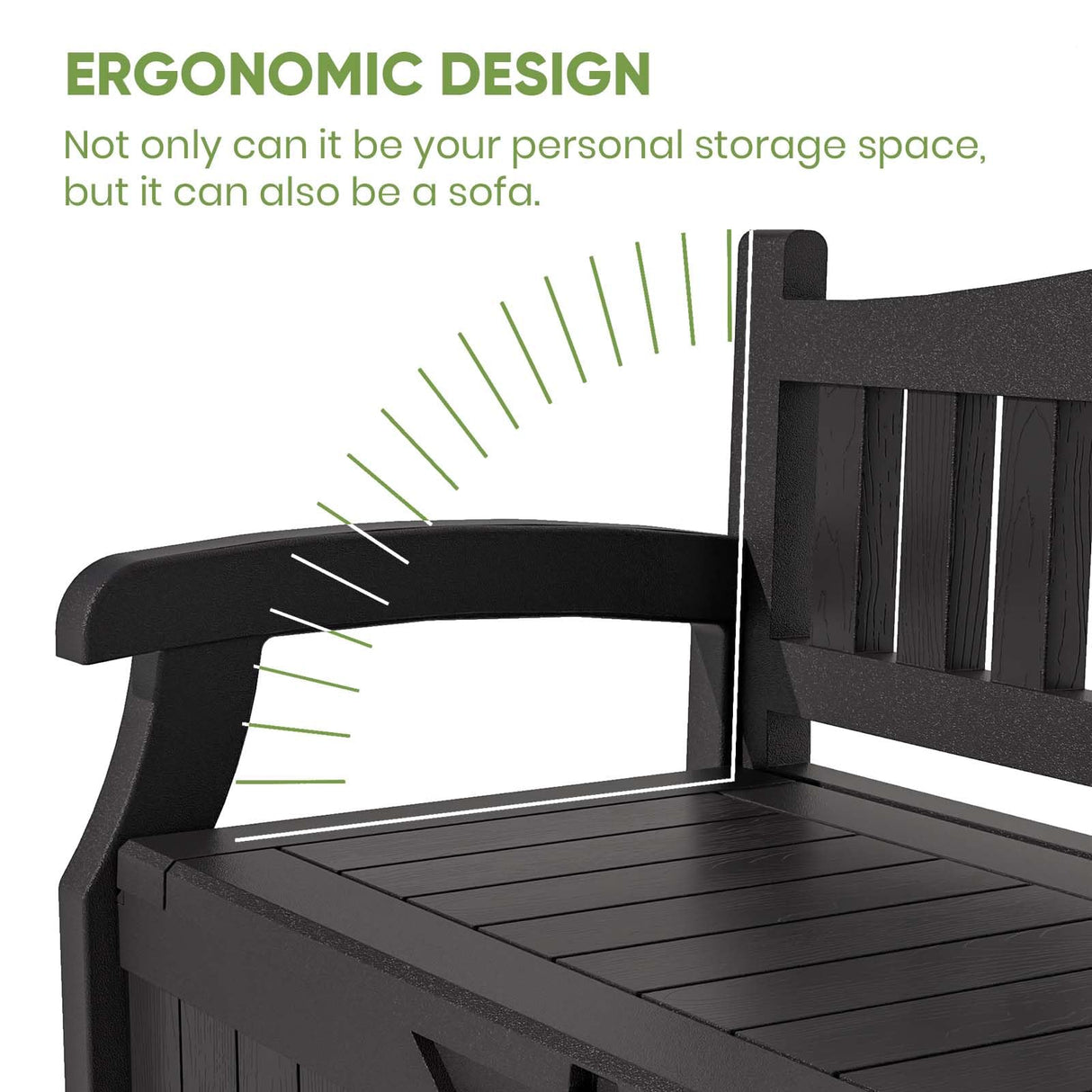 Patiowell 70 Gallon Plastic Storage Bench, Water-Resistant Deck Box for Patio Furniture, Garden Tools, Pool Storage and Outdoor Cushions, Black Patiowell