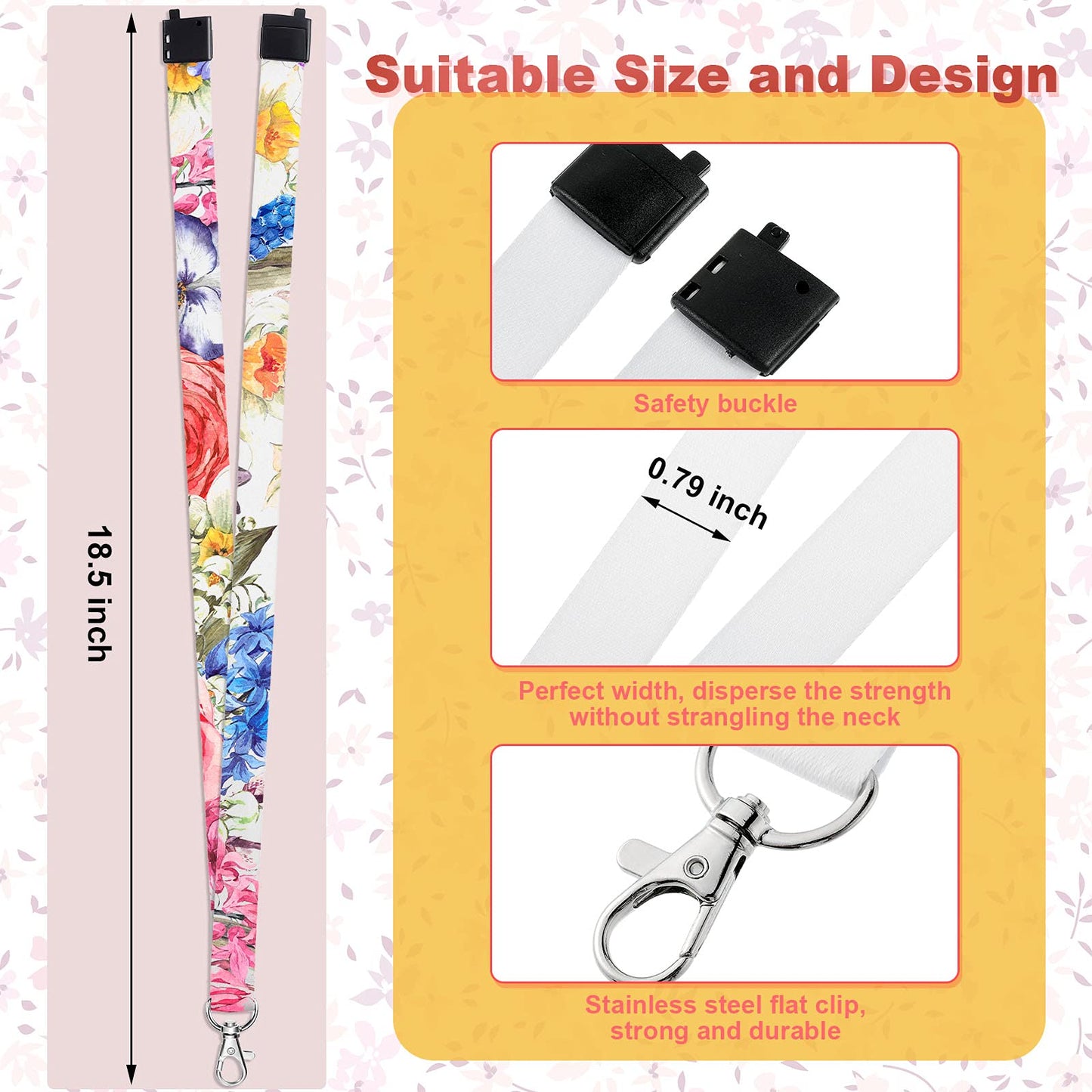 Shihanee 40 Pcs Sublimation Blank Lanyards White Neck Lanyards Blank DIY Lanyards with Detachable Buckles Heat Transfer Lanyards for Keychain ID Card Name Badge Holder Mobile Phone