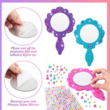 Geetery 20 Pcs Unbreakable Kids Mirror DIY Decorate Your Own Princess Mirror Mermaid Foam Small Crafts Princess Party Decorations(Pink, Purple, Turquoise) Geetery
