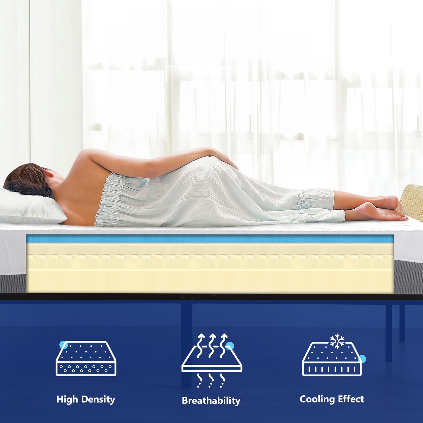 Olee Sleep King Mattress, 10 Inch Gel Memory Foam Mattress, Gel Infused for Comfort and Pressure Relief, CertiPUR-US Certified, Bed-in-a-Box, Medium Firm, Grey, King Size