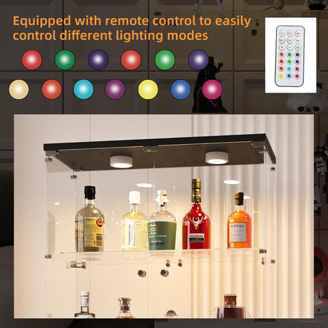 nifoti 4-Shelf Glass Display Cabinet with LED Lights and Lock,Curio Cabinets Display Case with 2 Door,Tempered Glass Collection Display Showcase for Living Room,Exhibition Hall 64.7"x 32"x 14.4" Black nifoti