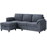 Vongrasig Convertible Sectional Sofa Couch, 3 Seat L Shaped Sofa with Removable Pillows Linen Fabric Small Couch Mid Century for Living Room, Apartment and Office Gray Vongrasig