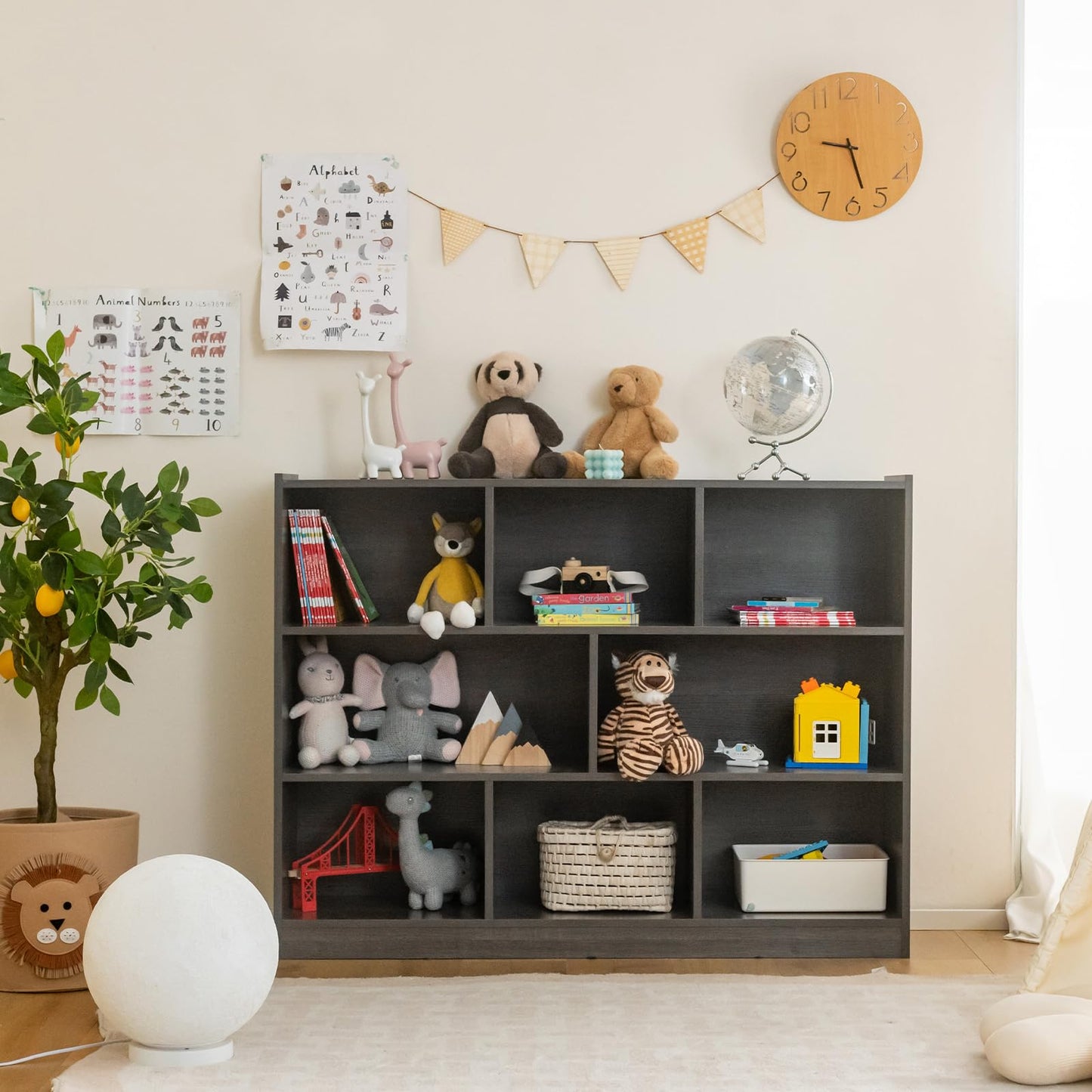 SILKYDRY 3-Tier Open Bookcase with 8 Cubes - Versatile Wooden Storage Cabinet in Grey - WoodArtSupply