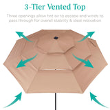Best Choice Products 10ft 3-Tier Solar Patio Umbrella, Outdoor Market Sun Shade for Backyard, Deck, Poolside w/ 24 LED Lights, Tilt Adjustment, Easy Crank, 8 Ribs - Tan Best Choice Products