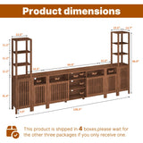 BVIUNTWO Farmhouse TV Stand for 100 inch TVs, Entertainment Center with Bookshelves, 6 Door Media Console with Adjustable Shelves, Storage Cabinet for Living Room Bedroom Home Theater, Rustic Brown BVIUNTWO