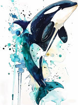 Diamond Painting for Adults 5D Whale Jumping into The Sea Full Drill Diamond Art Kit, DIY Whale Gem Painting Set Bedroom Living Room Wall Decor Gifts 12x16 inch KAYEIUU