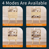 Yoobure LED Night Stand with Charger Station, Mid Century Modern Nightstand with Fabric Drawers, Bedside Table Nightstands with Storage Shelf, Bed Side Table Small Night Stands for Bedroom Living Room Yoobure