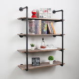 Industrial Pipe Shelving Wall Mounted,48in Rustic Metal Floating Shelves,Steampunk Real Wood Book Shelves,Wall Shelf Unit Bookshelf Hanging Wall Shelves,Farmhouse Kitchen Bar Shelving(4 Tier) MBQQ