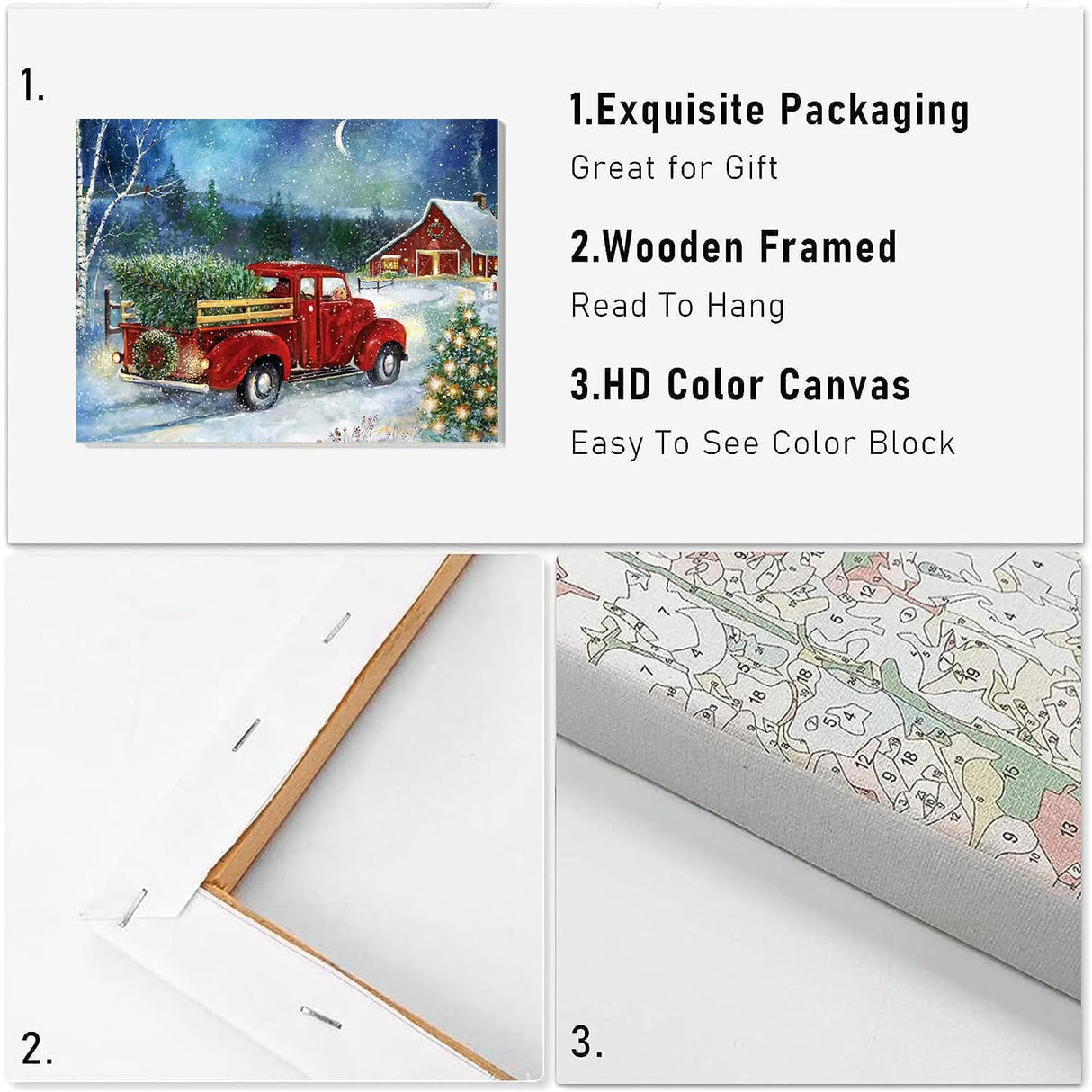 VIGEGU Christmas Paint by Numbers Kit for Adults with Framed,Truck Christmas Tree House Paint by Number DIY Acrylic Adult Paint by Number Kits for Wall Decor 10x12in VIGEGU