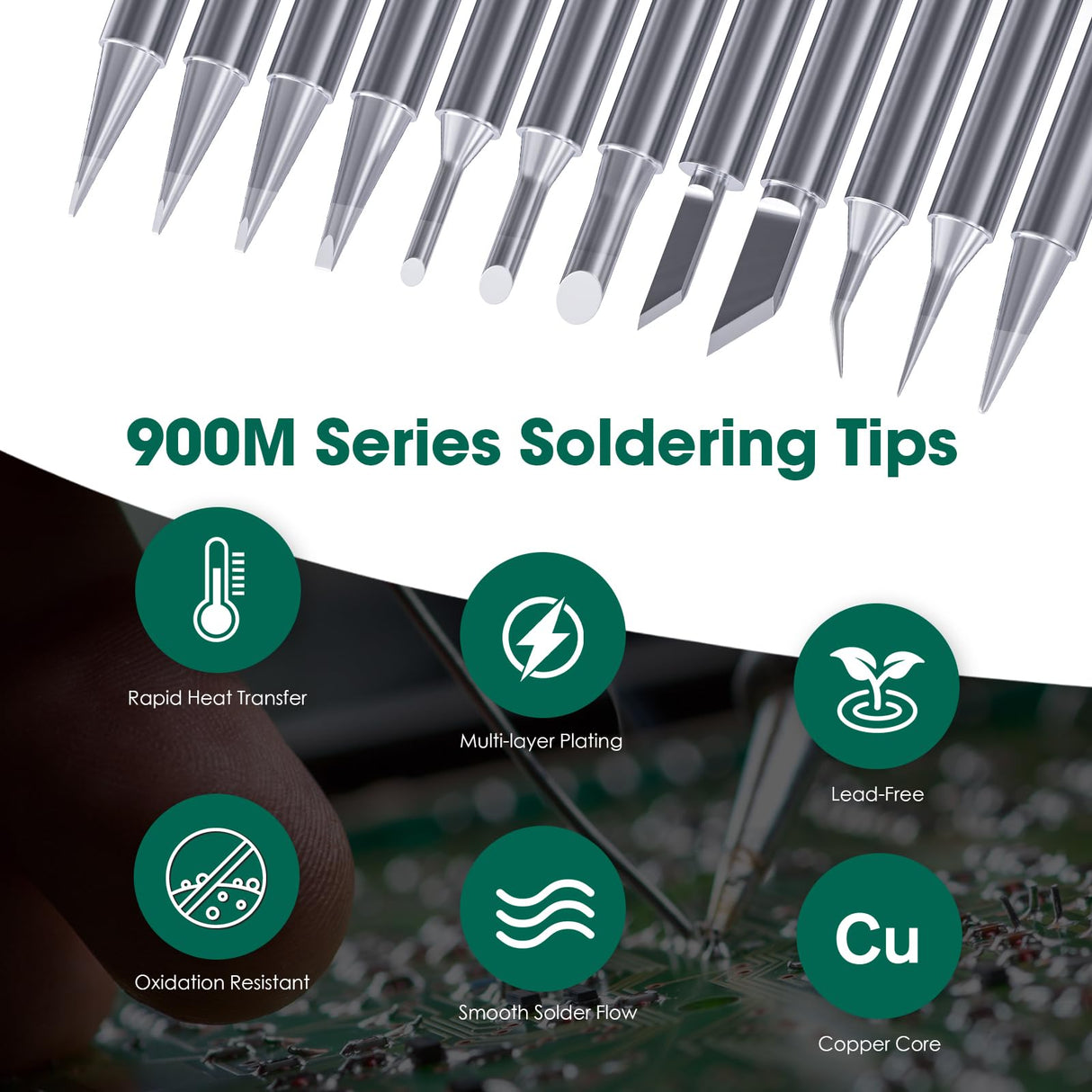 HANGLIFE 900M Soldering Iron Tips for Hakko, Yihua, Atten, Quick, Ryobi, and More Soldering Stations/Guns - Replacement Solder Tips for Welding Equipment & Accessories (12 pcs) Hanglife