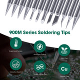 HANGLIFE 900M Soldering Iron Tips for Hakko, Yihua, Atten, Quick, Ryobi, and More Soldering Stations/Guns - Replacement Solder Tips for Welding Equipment & Accessories (12 pcs) Hanglife