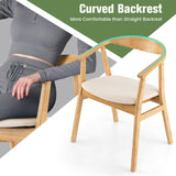 Giantex Bamboo Accent Chair - Wood Natural Boho Accent Dining Chairs with Armrest and Curved Backrest, Accent Arm Chair for Living Room, Dining Room, Small Space Giantex