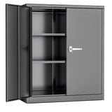 INTERGREAT Metal Cabinet with Lock, Lockable Metal Storage Cabinets with Doors and Shelves for Garage, Black Locking Garage Storage Cabinets 42"×36"×18" INTERGREAT