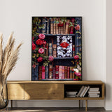 Paint by Numbers Kit for Adults Beginner Bookshelf, Rose Flower Adult Paint by Number Kits on Canvas, Book DIY Acrylic Oil Painting by Numbers for Adults, Perfect for Home Wall Decor 16X20 Inch Okarina