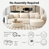 Settab 111" Modular Sectional Couches Luxury Modern Curved Back Sofa,Minimalist Comfy L-Shape Boneless Cloud Couch for Living Room Apartment,(Right Facing Chaise,White) Settab