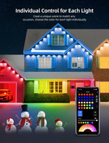 APPECK Permanent Outdoor Lights 100ft with 72 LEDs, DIY Scene Modes, Smart RGBW String Lights Waterproof, App/Remote Control for Christmas, Holidays, Alexa/Google Assistant Compatible, Black APPECK