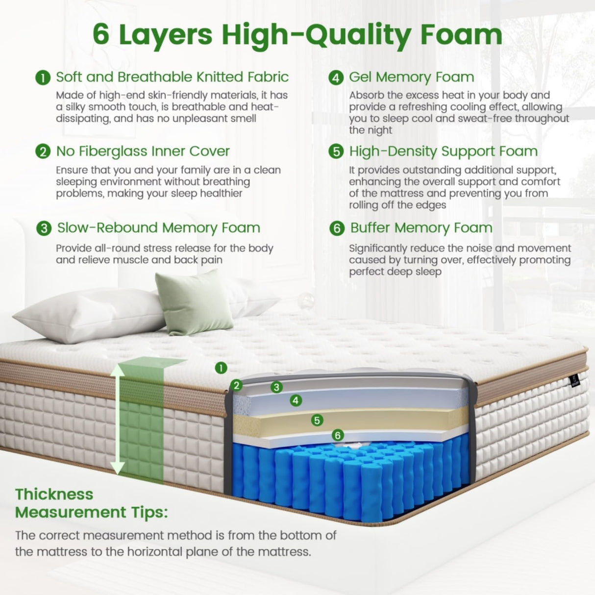 EEN EEN SLEEP King Mattress, 14 Inch Hybrid Mattress in a Box, Memory Foam and Individual Pocket Springs, Innerspring Medium Firm for Pressure Relief, Edge Support, Comfy and Breathable, CertiPUR-US EEN EEN SLEEP