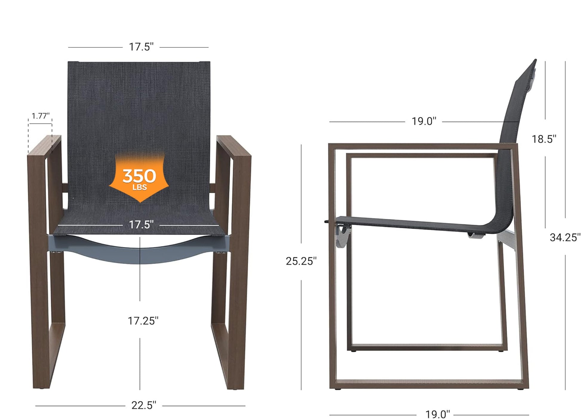 Grand patio 7 Piece Outdoor Dining Set with Faux Wood Grain Finish, Modern Alunimum Table and Chairs for 6 with Market Umbrella Hole for Garden, Backyard,Poolside,Lawn,Porch,Deck,Yard,Dark Br - WoodArtSupply