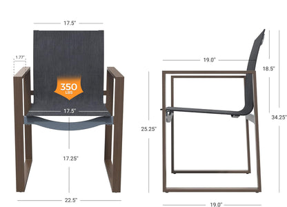 Grand patio 7 Piece Outdoor Dining Set with Faux Wood Grain Finish, Modern Alunimum Table and Chairs for 6 with Market Umbrella Hole for Garden, Backyard,Poolside,Lawn,Porch,Deck,Yard,Dark Br - WoodArtSupply